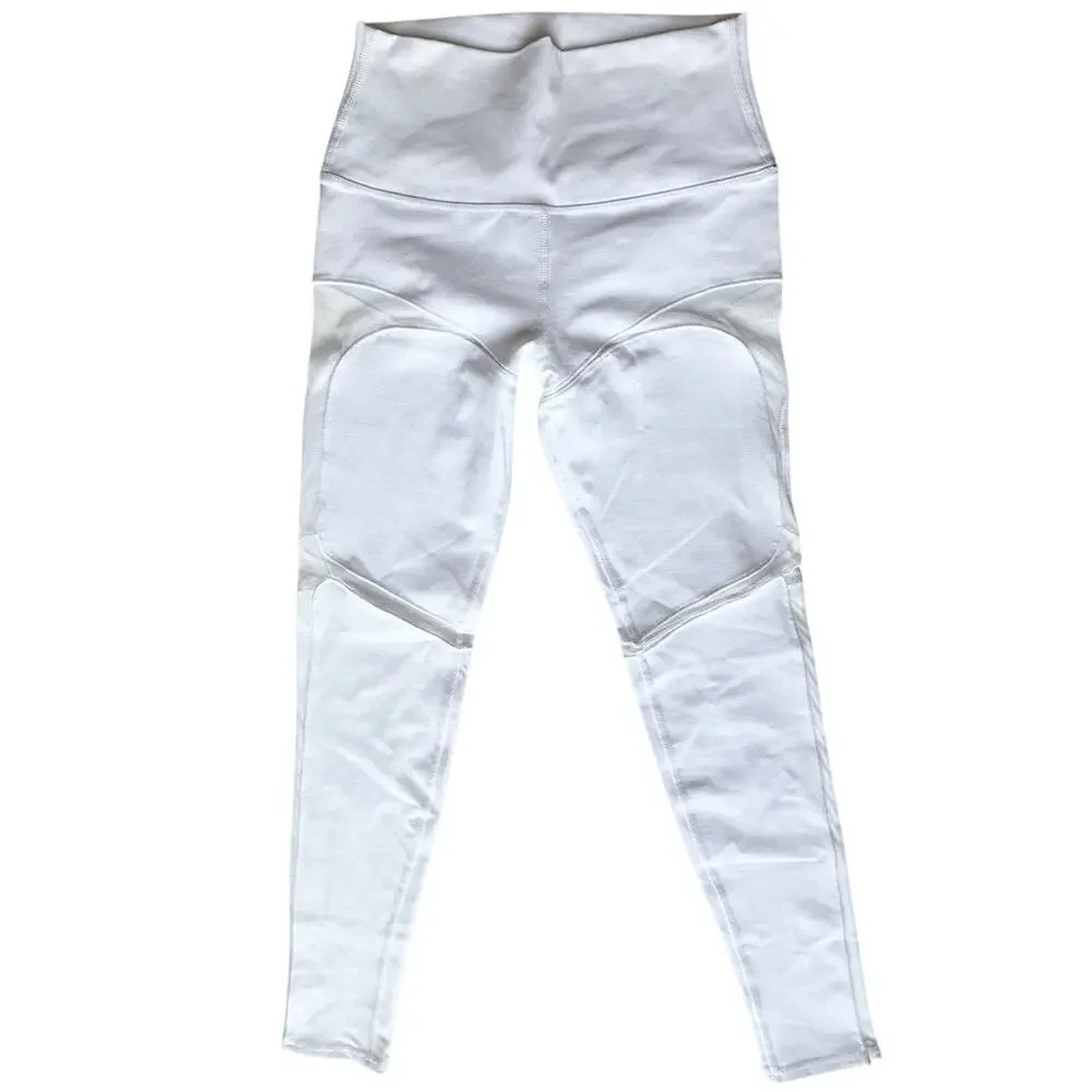 NEW Alo Yoga - High Waist Workout Leggings Mesh Cut Outs White Size Small